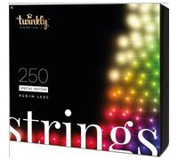Twinkly Strings 250 LED RGB+Blanc, Guirlande Lumineuse Exterieur et Intérieur, Lumières LED Multicolores, Compatible avec Alexa, Google Home, IP44, Guirlande Noël, Contrôle App, Fil Noir, 20m