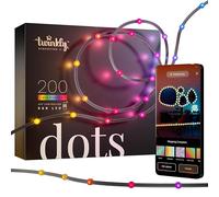 Twinkly Dots 10m, Bandeau LED Multicolore pour Extérieur et Intérieur, Bandeau LED RGB Flexible, Compatible avec Alexa, Google Home, IP44, 16 M+ Couleurs, Contrôlé par App, Fil Noir, 200 LED