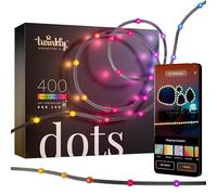 Twinkly Dots 20m, Bandeau LED Multicolore pour Extérieur et Intérieur, Bandeau LED RGB Flexible, Compatible avec Alexa, Google Home, IP44, 16 M+ Couleurs, Contrôlé par App, Fil Noir, 400 LED