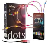 Twinkly DOTS - Guirlande lumineuse LED commandée par application avec 60 LED RVB (16 millions de couleurs) - Câble transparent - Alimenté par USB - Lampe de décoration intérieure intelligente