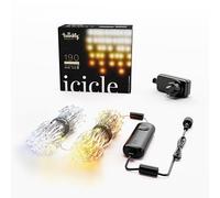 Twinkly Icicle 190 LED Blanc, Lumières Cascade LED Extérieur et Intérieur, Lumières LED Smart Blanc Chaud et Froid, Compatible Alexa, Google Home, IP44, Contrôle App, Fil Transparent, 5.5m