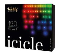 Twinkly Icicle 190 LED RGB, Lumières Cascade LED Extérieur et Intérieur, Lumières LED Smart RGB, Compatible avec Alexa, Google Home, IP44, Contrôle via App, Fil Transparent, 5.5m