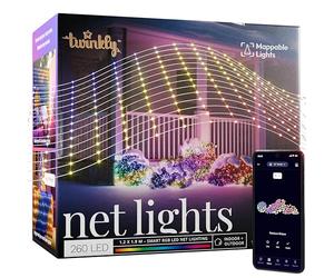 Twinkly Net Lights, Grille LED Flexible avec 260 LED RGB Mappables, Bande LED Extérieur et Intérieur, Lumières Smart, Compatible Alexa, Google Home, IP44, Contrôle App, Fil Transparent, 1.2m x 1.9m