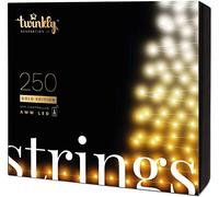 Twinkly Strings 250 LED Blancs, Bande LED Intérieur et Extérieur, Lumières LED Smart Blanc Chaud à Froid, Compatible avec Alexa et Google Home, IP44, Contrôle via App, Fil Noir, 20m