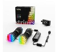 Twinkly Strings 250 LED RGB+Blanc, Guirlande Lumineuse Exterieur et Intérieur, Lumières LED Multicolores, Compatible avec Alexa, Google Home, Guirlande Noël, IP44, Contrôle App, Fil Noir, 20m
