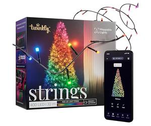 Twinkly Strings 400 LED RGB, Bande LED Intérieur et Extérieur, Lumières LED Smart Multicolores, Compatible avec Alexa et Google Home, IP44, Contrôlée par App, Fil Noir, 32m