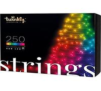 Twinkly Strings - Guirlande Lumineuse à LED Contrôlée par Application avec 250 LED RVB (16 Millions de Couleurs). 20 Mètres. Fil Noir. Décoration d'Éclairage Intelligent Intérieur et Extérieur