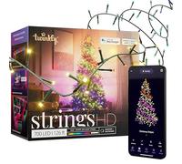 Twinkly - Strings HD - Guirlandes de Noël LED contrôlées par application avec 700 LED RVB 16 millions de couleurs plus blanc chaud, 38,5 mètres, Câble vert