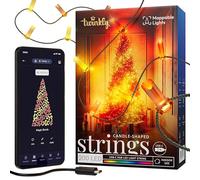 Twinkly Strings USB-C Candle 200 LED, Guirlande LED en Forme de Bougie, Fil Lumineux LED Multicolore RGB, Lumières Saint-Valentin, Compatible avec Alexa, Google Home, USB C, Fil Vert, 12m
