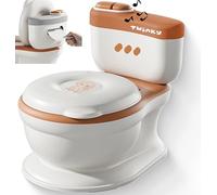 Twinky® 3-en-1 Potty Training Toilette - vrai son de chasse d'eau, design compact, musique et porte-rouleau, siège de toilette parfait pour tout-petits pour un apprentissage de la propreté - Rose