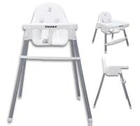 Twinky Baby ECO Chaise Haute, Chaise d'Alimentation Bébé Réglable avec Dossier Inclinable et Table Amovible, pour 6 à 36 Mois, Blanc