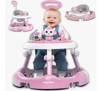 Twinky® Babywalker 3-en-1 | Rose | Trotteur Bébé Évolutif & Luxe | Trottinette, Tapis Pieds & Poignée | Premiers Pas Ludiques