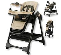 Twinky® Chaise Haute Bébé - Dernier Modèle, Chaise Haute Pliable avec Fonction d'Inclinaison Réglable et Table, Convient de 6 mois à 4-5 ans - Couleur : Noir et Beige