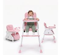 Twinky® Chaise Haute Bébé Évolutive Rose Pliable & Réglable Siège Repas Confort De 6 Mois À 3 Ans Multifonction Multicolore