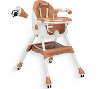 Twinky® Chaise Haute Bébé MAXI 2-en-1 - Chaise de repas pliable, poussette - Chaise évolutive et chaise bébé pour nouveau-nés - Convient de 6 mois à 4-5 ans - Brun