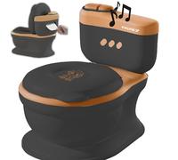 Twinky® Pot pour bébé et enfant - Potty Trainer 3 en 1 - Toilettes pour bébé - Avec son chasse d'eau - Design compact - Musique et porte-rouleau - Siège de toilette parfait pour les enfants - Noir