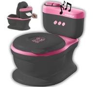 Twinky® Pot pour bébé et enfant - Potty Trainer 3 en 1 - Toilettes pour bébé - Avec son chasse d'eau - Design compact - Musique et porte-rouleau - Siège de toilette parfait pour les enfants - Rose