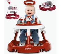 Twinky® Trotteur avec ensemble de jeu et tapis de sol - Aide à la marche robuste avec 4 positions réglables - Idéal comme aide à la marche pour les premiers pas de votre enfant - Rouge bordelais