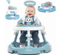 Twinky® Trotteur avec ensemble de jeu et tapis de sol - Aide à la marche robuste avec 4 positions réglables - Idéal comme aide à la marche pour les premiers pas de votre enfant - Bleu