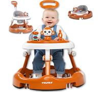 Twinky® Trotteur avec ensemble de jeu et tapis de sol - Aide à la marche robuste avec 4 positions réglables - Idéal comme aide à la marche pour les premiers pas de votre enfant - Brun