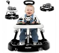Twinky® Trotteur avec ensemble de jeu et tapis de sol - Aide à la marche robuste avec 4 positions réglables - Idéal comme aide à la marche pour les premiers pas de votre enfant - Noir