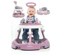 Twinky® Trotteur Bebe avec ensemble de jeu et tapis de sol - Aide à la marche robuste avec 4 positions réglables - Idéal comme aide à la marche pour les premiers pas de votre enfant - Rose