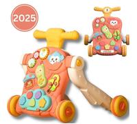 Twinky Trotteur de luxe - TWINKY - Rose - Poussette pour Bébé avec Jeu Interactif - Frein à Vitesse Réglable et Téléphone Amovible