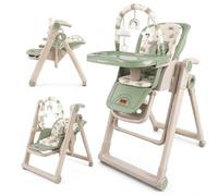 Twinly Movity Plus Chaise Haute Bébé Évolutive 2 en 1 avec transat | Hauteur Réglable, Pliable et Compacte, Harnais 5 Points, Plateau Amovible, Roues