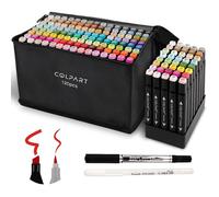 Twinmarkers 120+2 Marqueurs À Alcool Double Pointe Pinceau/Biseautée Pour Dessin Illustration Croquis Et Coloriage