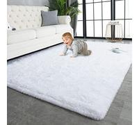 TWINNIS Tapis d'intérieur moderne à poils longs super doux et pelucheux pour salon, chambre à coucher, chambre d'enfant, crèche, décoration d'intérieur, antidérapant, rectangulaire, 2,4 x 3 m, blanc