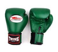 Twins Special BGVL4 - Gants de boxe en cuir, fermeture auto-agrippante, pour Muay Thai, boxe, kickboxing et MMA, entraînement et sparring (Vert foncé, 340,2 g)
