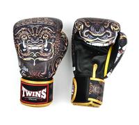 Twins Special FBGVL4 Gants de boxe en cuir avec motif imprimé, fermeture pour Muay Thai, boxe, kickboxing, MMA et sparring (Yakthai, 473,6 g)