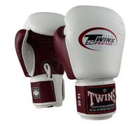 Twins Special Gants de Boxe BGVL3 - Cuir - pour MMA, Kickboxing, Muay-thaï - Sparring et Entraînement - Blanc/Bordeaux - 12 oz