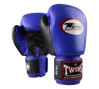 Twins Special Gants de Boxe BGVL3 - Cuir - pour MMA, Kickboxing, Muay-thaï - Sparring et Entraînement - Bleu/Noir - 12 oz