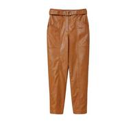 Twinset - Pantalon en Cuir Marron à Taille Haute - Femme - Pantalons - Brun - Taille: 42 FR