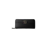 Twinset Portefeuille à fermeture éclair ovale T Horsebit 242TB7235, Noir , Taglia Unica, Avec fermeture éclair