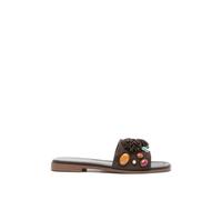 Twinset - Slides en daim avec pierres décoratives - Femme - Chaussures - Brun - Taille: 40 EU
