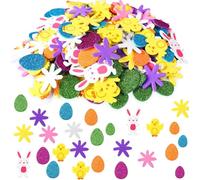 Twinsun Lot de 150 autocollants de Pâques en mousse pour enfants, autocollants de Pâques à paillettes pour décorations de Pâques, fournitures artistiques créatives, fabrication de chapeaux,