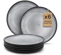 Twinzee 6 Grandes Assiette Perla - Compatible Micro-onde - Assiettes Service de Table Riviera Collection