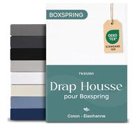 Twinzen Drap Housse 160 x 200 cm Premium, Coton avec 5% Elasthanne - Bonnet Profond 40cm pour Matelas Épais/Boxspring - Blanc - Oeko-Tex