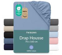 Twinzen Drap Housse Coton Jersey 70x160 Bleu Clair Bonnet 15 cm | Confort durable · Respirant · Élastique tout autour · Lavable à 60°C · Certifié OEKO-TEX