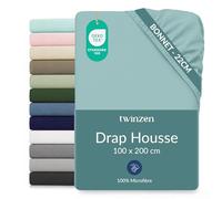 Twinzen Drap Housse Microfibre 100x200 Aqua Bonnet 25 cm