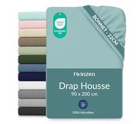 Twinzen Drap Housse Microfibre 90x200 Aqua Bonnet 25 cm