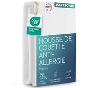 Twinzen Housse Anti Acarien pour Couette 155x220 cm - Protege Couette Anti Acarien avec Fermeture Éclair - Oeko-Tex
