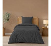 Twinzen Housse De Couette 140x200 cm avec 1 Taie Oreiller 65x65 cm, Gris foncé - Parure de Lit 140x200 en Microfibre - Oeko-Tex
