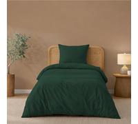 Twinzen Housse De Couette 140x200 cm avec 1 Taie Oreiller 65x65 cm, Vert - Parure de Lit 140x200 en Microfibre - Oeko-Tex