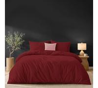 Twinzen Housse De Couette 200x200 cm avec 2 Taies Oreiller 50x70 cm, Bordeaux - Parure de Lit 200x200 Adulte en Microfibre - Oeko-Tex