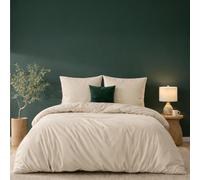 Twinzen Housse De Couette 200x200 cm avec 2 Taies Oreiller 65x65 cm, Beige - Parure de Lit 200x200 Adulte en Microfibre - Oeko-Tex