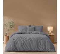 Twinzen Housse De Couette 240x220 cm avec 2 Taies Oreiller 50x70 cm, Anthracite - Parure de Lit 220x240 Adulte en Microfibre - Oeko-Tex