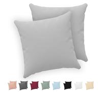 Twinzen Lot de 2 taies d'oreiller 80 x 80 cm - 100% Jersey de Coton - 150 g/m² - Gris - pour taies d'oreiller de 80 x 80 cm - Housse de Coussin avec Fermeture éclair - Certifié Oeko-Tex
